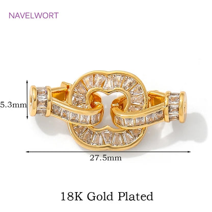 Luxury 18K Gold Plated Connectors Clasps,With Zircon Locks Clasps,Fasteners For Bracelet,DIY Necklaces Jewelry Making Findings