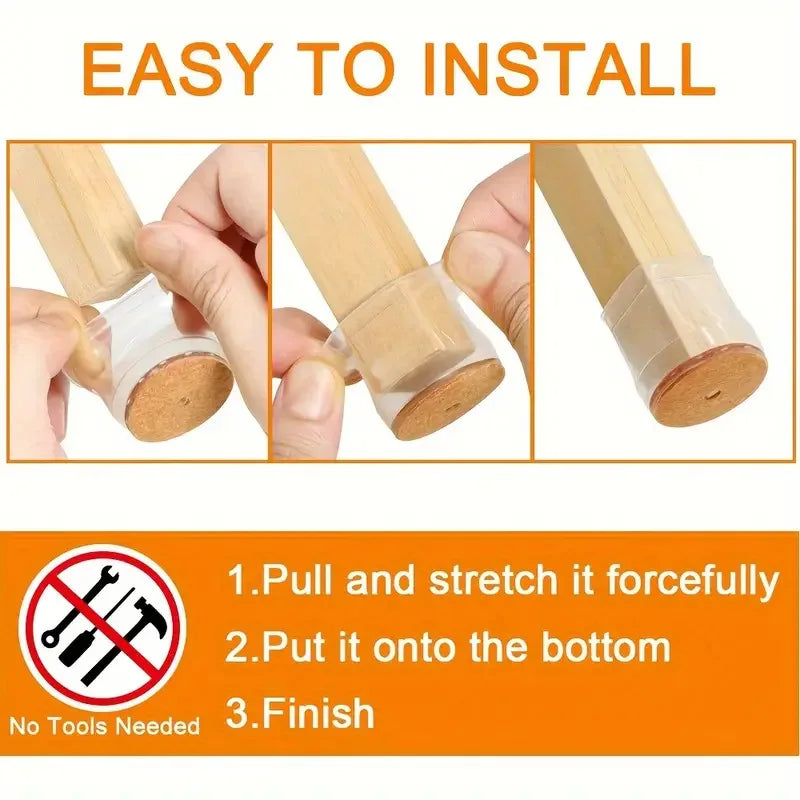 24pcs Chair Leg Caps Floor Protector Pads for Silicone Furniture Leg Mute Transparent Leg Protectors Cap Floor Scratch Resistant