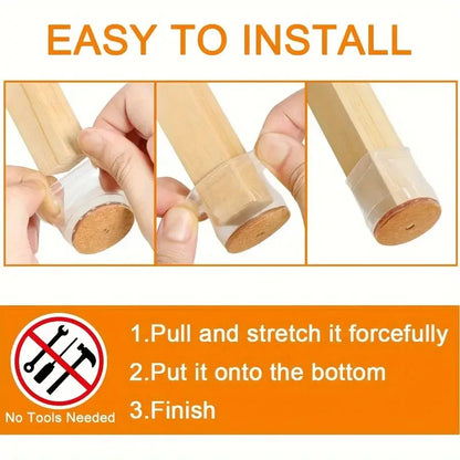 24pcs Chair Leg Caps Floor Protector Pads for Silicone Furniture Leg Mute Transparent Leg Protectors Cap Floor Scratch Resistant