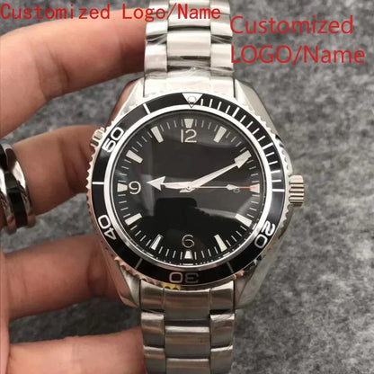 A11 Store Customized Watch  Men Case Relogio Masculino Mechanical Watch Ocean Universe Steel Black Blue Ceramic