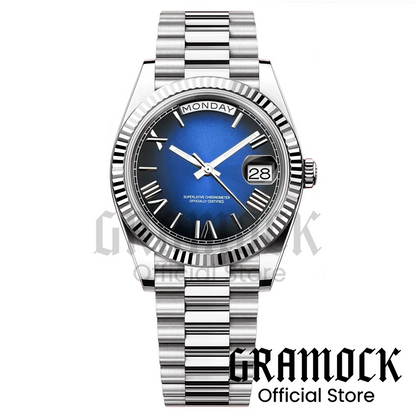 Custom Logo Clock Men's Luxury Rose Gold Mechanical Wristwatch Week Date Calendar MIYOTA 8285 Movement Waterproof Watch For Men