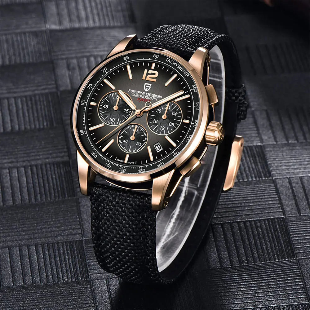 PAGANI DESIGN New Mens Watch 41mm Chronograph 100M Waterproof Wristwatch Top Brand VK63 Quartz Watches for Men Gift Reloj Hombre