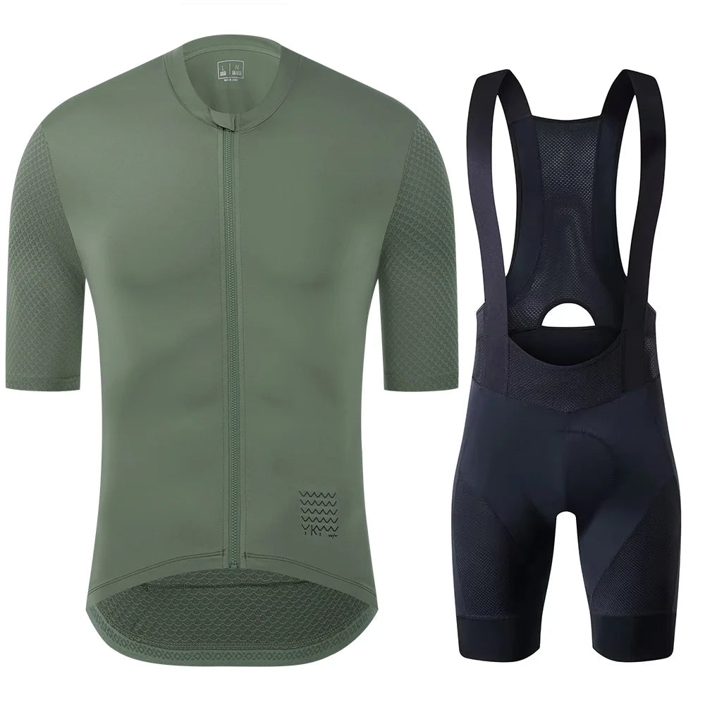 YKYWBIKE Men's Cycling Jersey Set Cycling Bib Shorts Classic MTB Kit Breathable Bike Clothes Bicycle Maillot Cycling Clothing