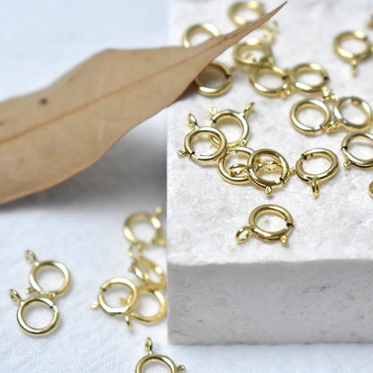 14K Gold Filled Spring Ring Clasps Hooks Bulk Wholesale Supplies for Bracelets Necklace Making Handmade Jewelry Findings