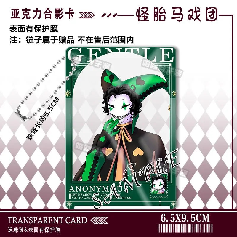 The Freak Circus Pierrot Cosplay Anime Acrylic Photo Card Keychain Pendant Backpack Accessory Cartoon Gift