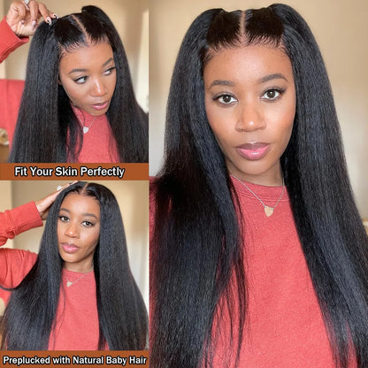 Geeta Yaki Drawstring Wig 13x4 Lace Frontal Wig Yaki Straight 13x6 Lace Front Wigs 100% Human Hair 4x4 5x5 Lace Closure Wigs