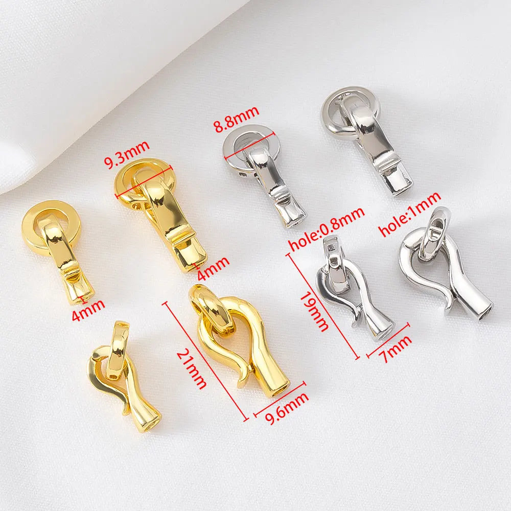 2pcs 4pcs 18K Gold Plated Brass Hook Clasp End Connector For DIY Handmade Beaded Bracelet Spring Clasp Jewelry Making Findings