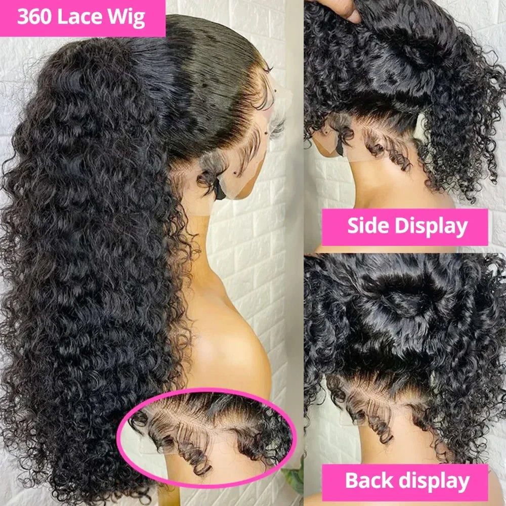 360 Invisible Strap Full Lace Curly Glueless Wigs Human Hair 4x4 5x5 Ready Wear and Go Deep Water Wave 13x4 13x6 HD Frontal Wigs