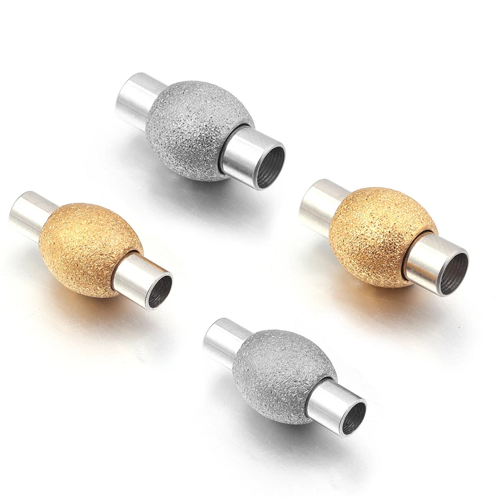 Stainless Steel Strong Magnetic Clasps Matte Oval Round Magnet Buckles End Connectors For DIY Jewelry Making Bracelet Necklace