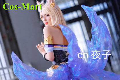 Cos-Mart Game LOL Ahri Tails Cosplay Costume The Nine-Tailed Fox Fashion Party Role Play Clothing Hallowmas