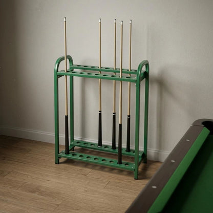 27 Slots Billiard Cue Rack Double Layer Pool Stick Stand Club Rack Indoor Outdoor Use Sports Storage Space Saving for Game Room