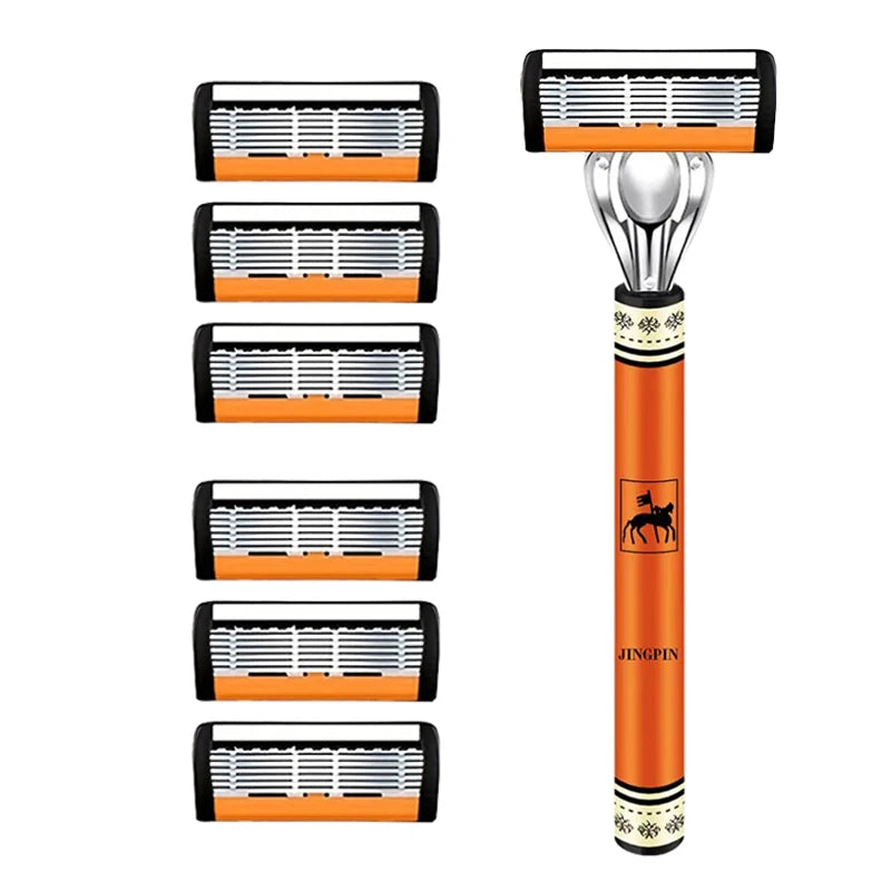 6-layer razor blade, men's stainless steel blade, classic water washed razor, sharp blade for clean shaving