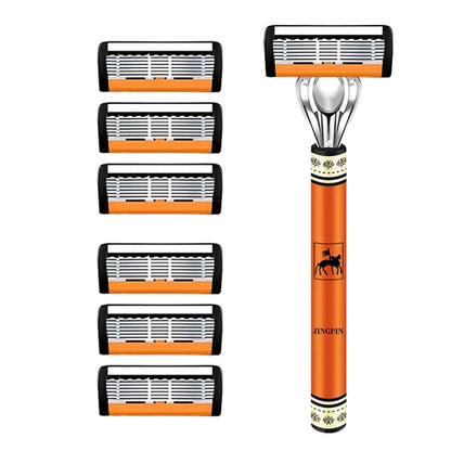 6-layer razor blade, men's stainless steel blade, classic water washed razor, sharp blade for clean shaving