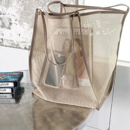 Mesh Beach Bag Lightweight, Breathable & Quick-Dry Travel Tote for Beach Trips Outdoor Activities, and Storage of Towels Toys