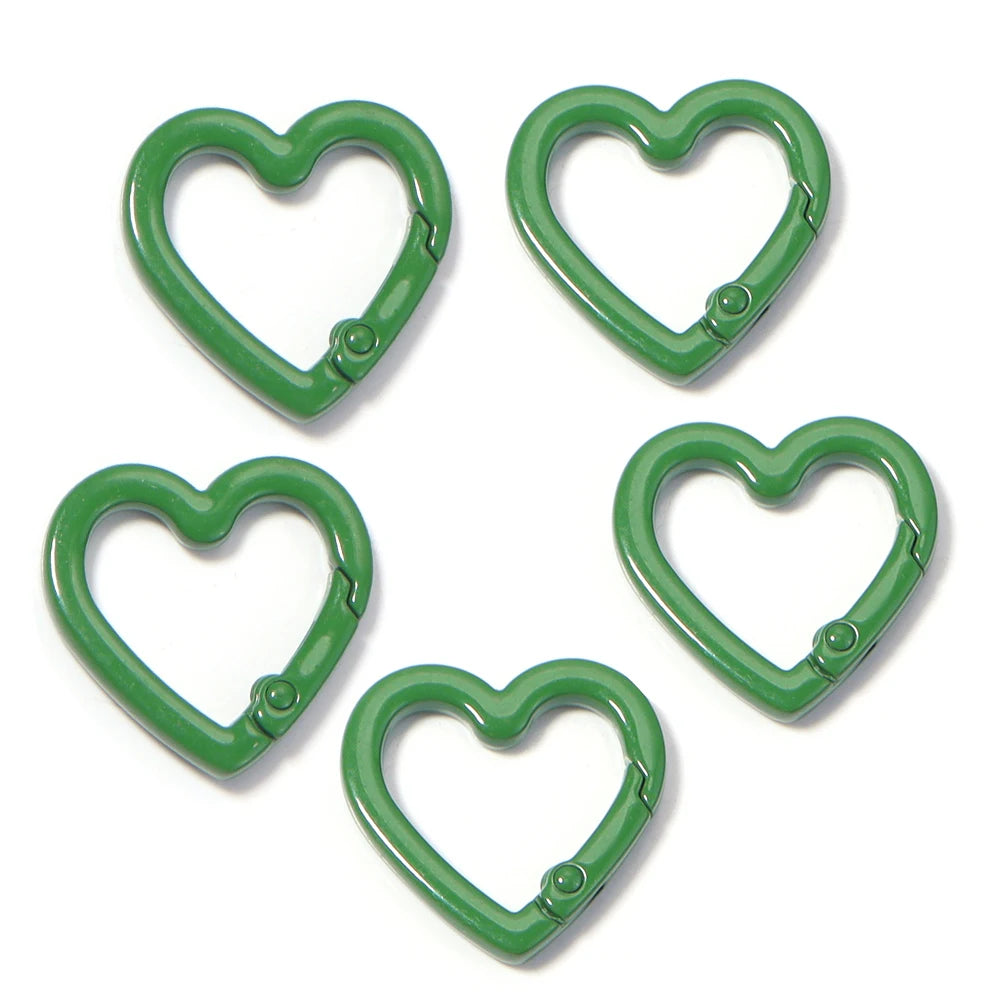 5pcs Alloy Heart Spring Clasps Snap Hooks Carabiner Keychain Clips Dolls/Label Connector For Jewelry Making DIY Accessories