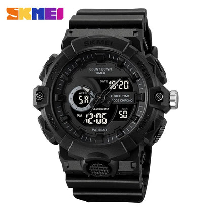 Multifunctional LED Light Digital Sport Watch Mens Casual Student Stopwatch Clendar Clock Quartz Analog Wristwatches 2225