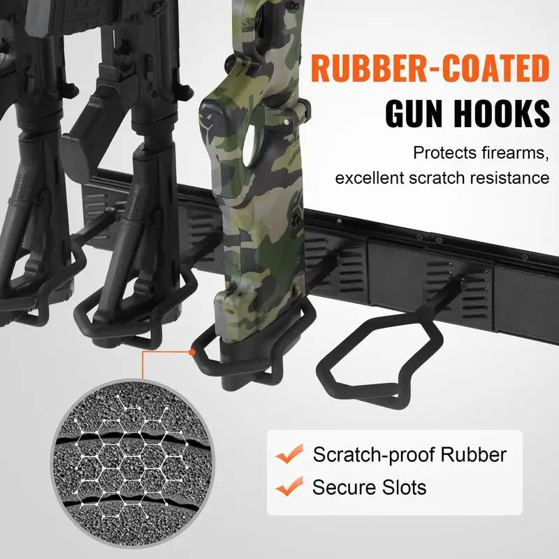 Gun Rack, Indoor Gun Rack Wall Mount, 6-Slot Vertical Rifle Shotgun Gun Rack, 180 lb Heavy Duty Metal Wall Gun Rack Display Stand with Soft Padding