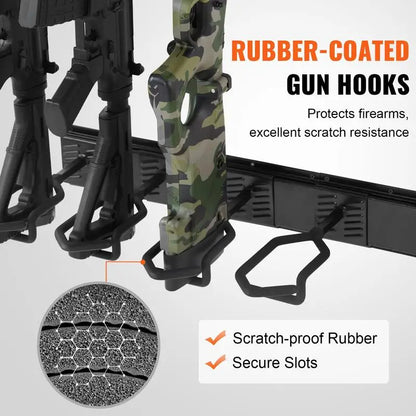 Gun Rack, Indoor Gun Rack Wall Mount, 6-Slot Vertical Rifle Shotgun Gun Rack, 180 lb Heavy Duty Metal Wall Gun Rack Display Stand with Soft Padding