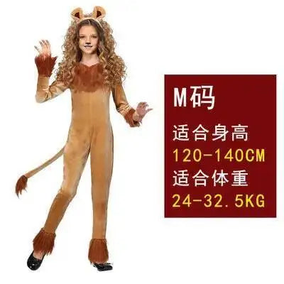 Cos Halloween Carnival Cosplay Children's Day Stage TV Show Children's Female Ferocious Lion Playing Costume Animal Funny Cos