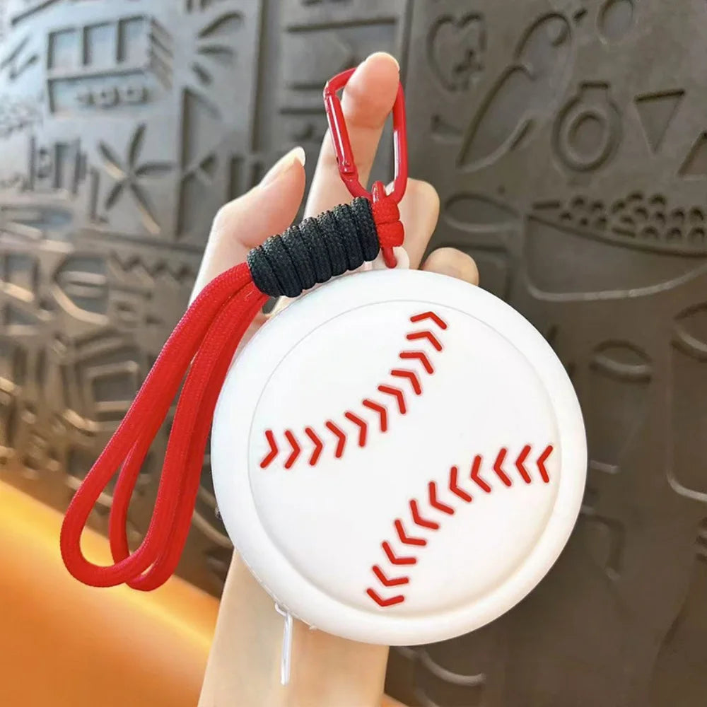 Silicone Sports Ball Coin Purse Basketball Football Tennis Baseball Shape Mini Pouch With Keychain Earbud Holder For Boys Girls