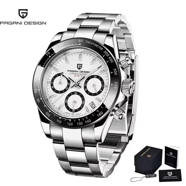 PAGANI DESIGN Top Men Business Watch Luxury Classic Quartz Wristwatch Chronograph Ceramic Bezel Waterproof Watches for Men Gift