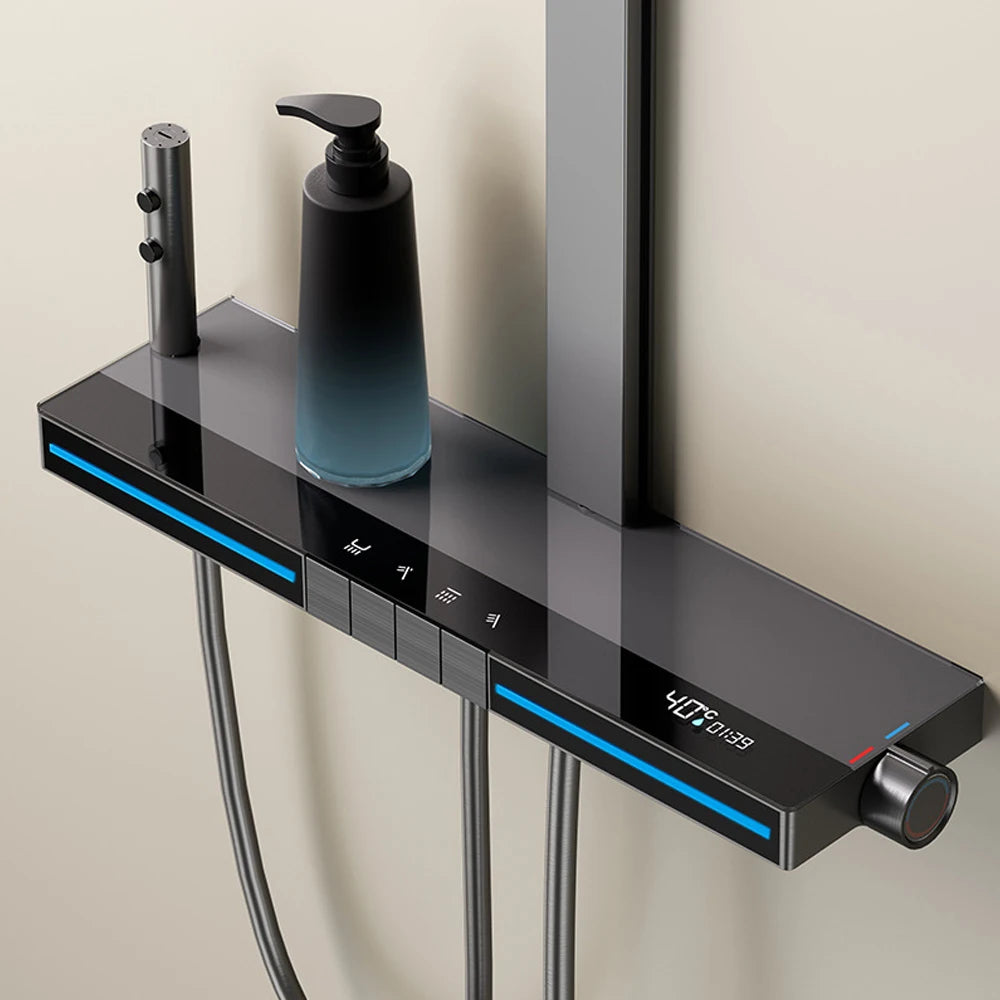 2024modern Shower Bathroom Design Digital Display Luxury Showers Mixer Sets Thermostatic Shower Faucet Set Rain Dual Head System