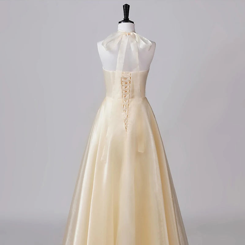 Multi-Color Halter Neck A-Line Bridesmaid Dress Floor-Length Formal Evening Gown For Wedding Guest Sleeveless Party Prom Dresses
