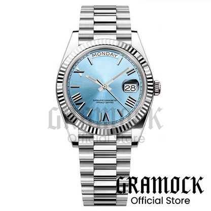 Custom Logo Clock Men's Luxury Rose Gold Mechanical Wristwatch Week Date Calendar MIYOTA 8285 Movement Waterproof Watch For Men
