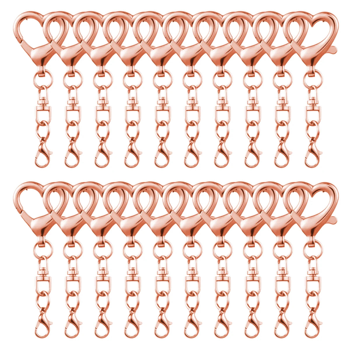 5/15/30Pcs Heart Shaped Swivel Clasp Spring Hanging Lobster Claw Snap Hook Clip Key Chains Findings for DIY Jewelry Making Craft