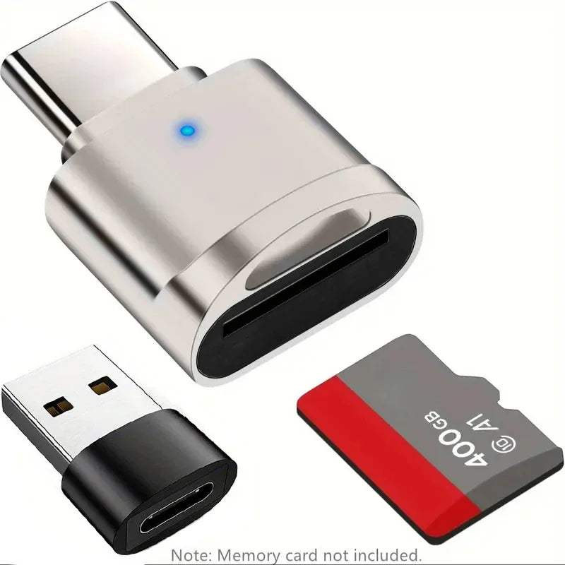 Mini Type-C to SD Micro SD TF Card Reader Memory Card, Suitable for Samsung Huawei Xiaomi, Aluminum Alloy Card Reader