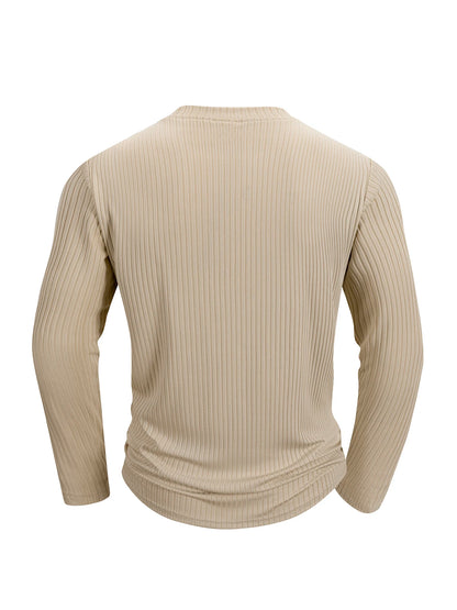 Spring Summer Men's Crew Neck Long Sleeve Top Fitness High Stretch Base Shirt Solid Color Casual Long Sleeve Pullover Clothing