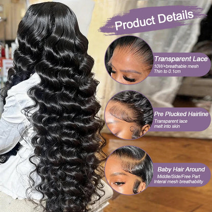 Loose Wave Human Hair Wig Lace Frontal 13X6 13X4 40 Inches Brazilian Human Hair Lace Wigs Loose Deep Wave Hd Lace Frontal Wig
