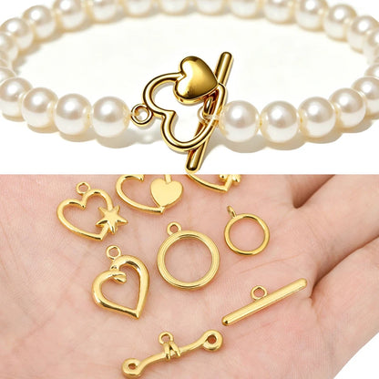 5sets PVD Never Fade Stainless Steel OT Clasps Toggle Bracelet Hooks End Necklace Connectors ForDiy Jewelry Making Accessories