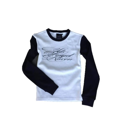 New Long Sleeve T-shirt Dark Retro y2k Printed Top High Street Gothic Trendy Dress ins