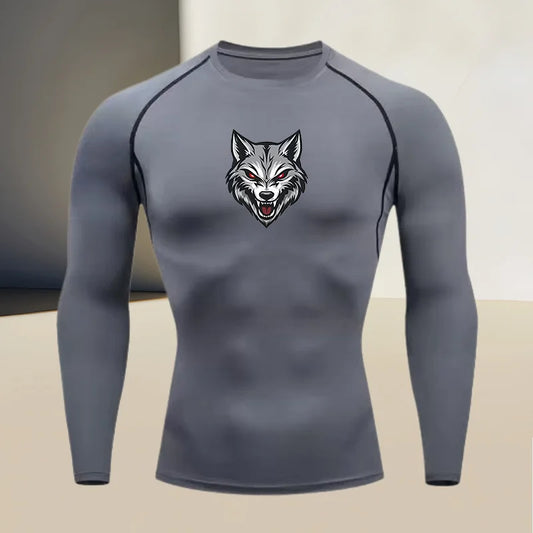 Men's long sleeved round neck thin sports tight fitting quick drying T-shirt, suitable for bodybuilding and physical training