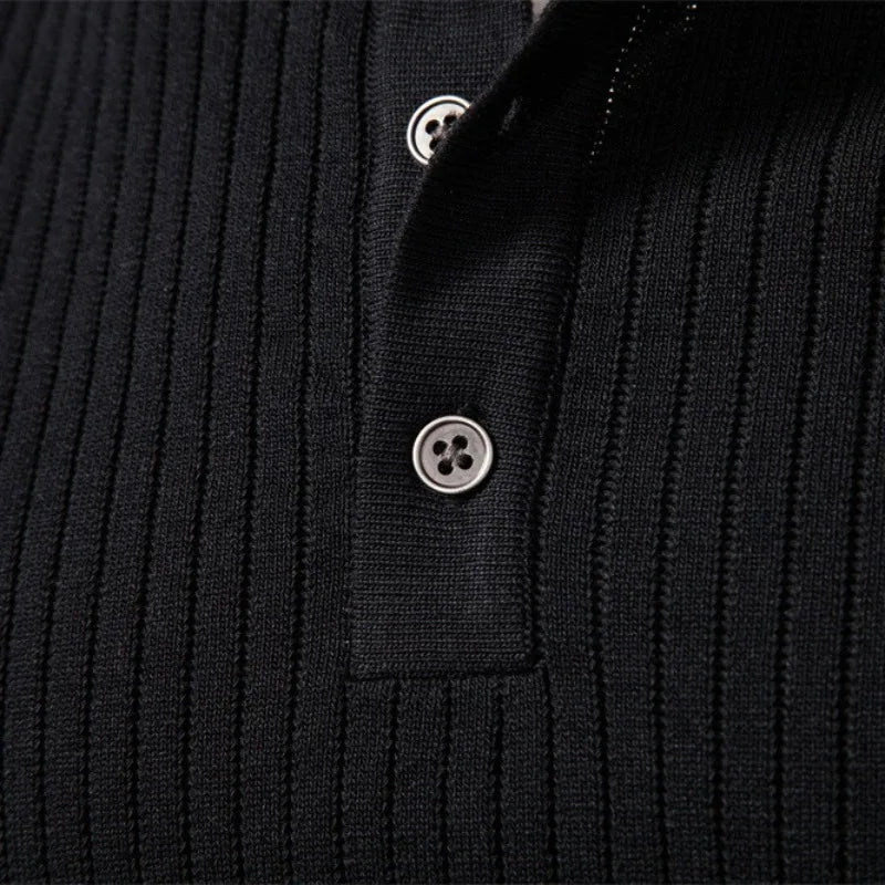 UNITIM Man Knitted T-shirt Simple Solid Color Round Neck Male Top Slim Comfortable Long Sleeve Casual Versatile Men Polo Shirt