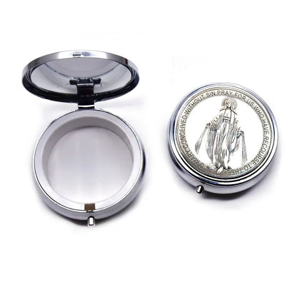 Retro Religious Jewelry Box Round Zinc Alloy Saint Benedict Jewelry Box Elegant Jewelry Storage Box Travel Storage