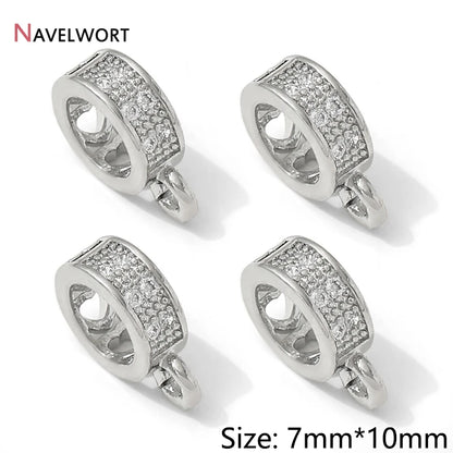 14K Gold Plated Inlaid Zircon Round Pendant Pinch Bail, Pendant Bail Connector For Necklace Making Accessories,Jewelry Materials