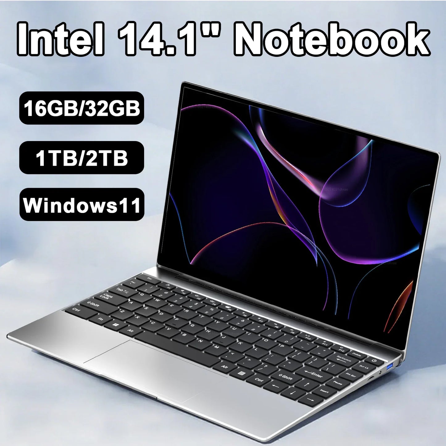 2026 New 14.1 Inch Ultra Thin Laptop Intel N95 Win11 DDR4 16/32GB RAM 2TB SSD Portable Business Student Notebook