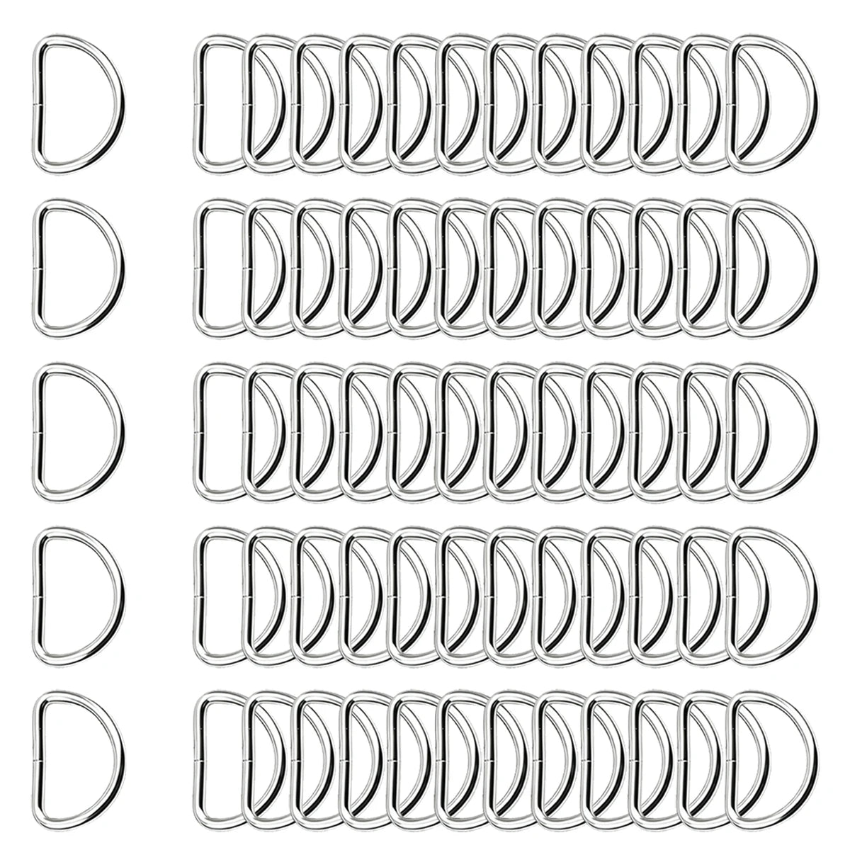 30/60/100Pcs D-ring buckle stainless steel semi-circular D-ring adjustable hardware bag belt process DIY accessories