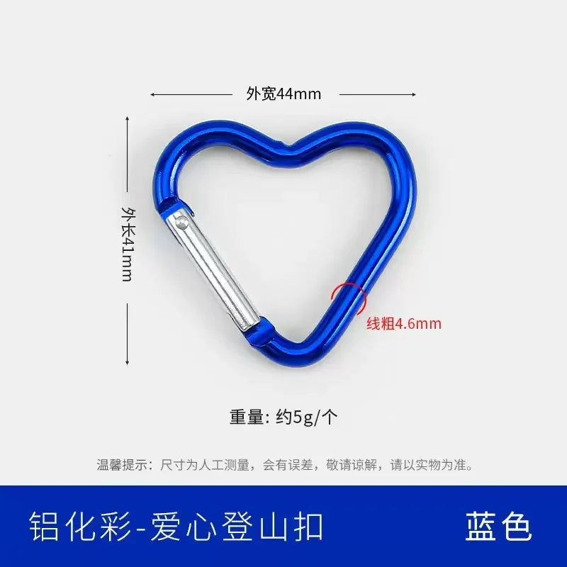 5pcs Aluminum Alloy Colorful Heart Spring Clasps  Carabiner Keychain Clips Hook Dog Chain Diy Jewelry Buckle Connector Supplies