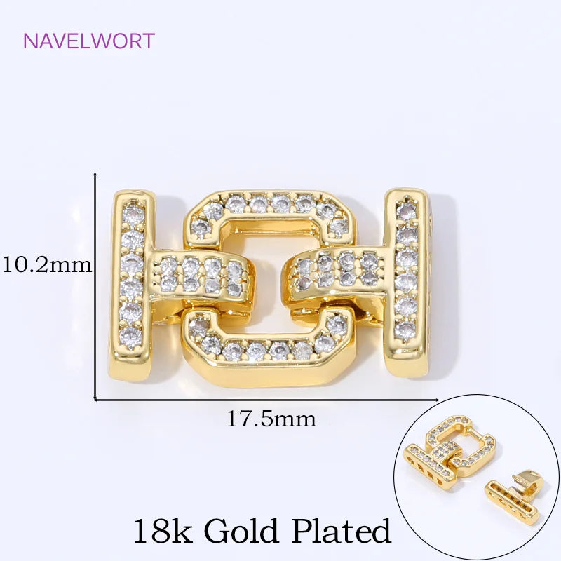 Multi Strands Necklace Clasp 18K Gold Plated Pearl Clasps Connector,Brass Fastener Closure Lock Clasps,DIY Jewelry Accessories