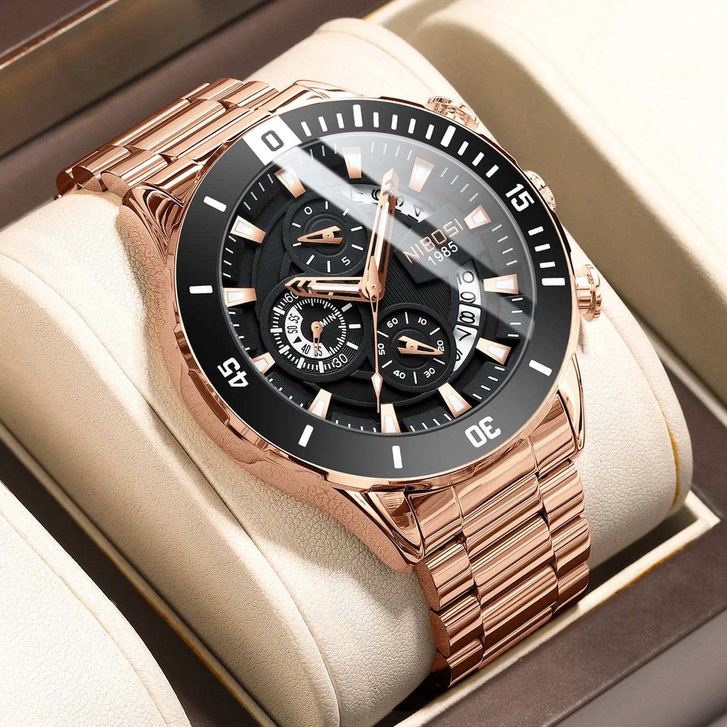 NIBOSI New Men's Watches Top Brand Luxury Watch for Men Waterproof Stainless Steel Chronograph Luminous Auto Date Reloj Hombre