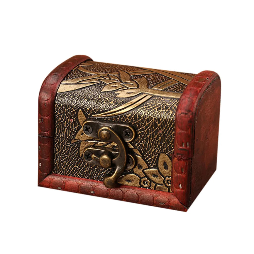 Chinese Style Vintage Wooden Jewelry Box With Lock Trinket Packing Box For Ring Brooch Bracelets Earrings Ear Studs Storage Box
