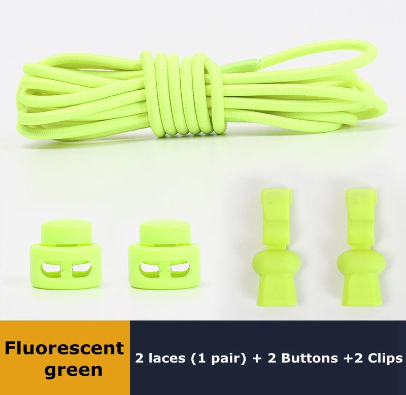 No tie shoelaces Round Elastic Shoelace Plastic snap lock Suitable for all shoes Adult children walking sports Lazy laces 1 pair