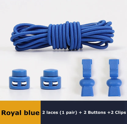No tie shoelaces Round Elastic Shoelace Plastic snap lock Suitable for all shoes Adult children walking sports Lazy laces 1 pair