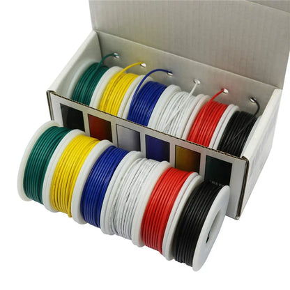 24 Gauge Hook up Wire Kit 6 Colors 33ft Each Stranded Electrical Wire 24 AWG PVC Tinned Copper