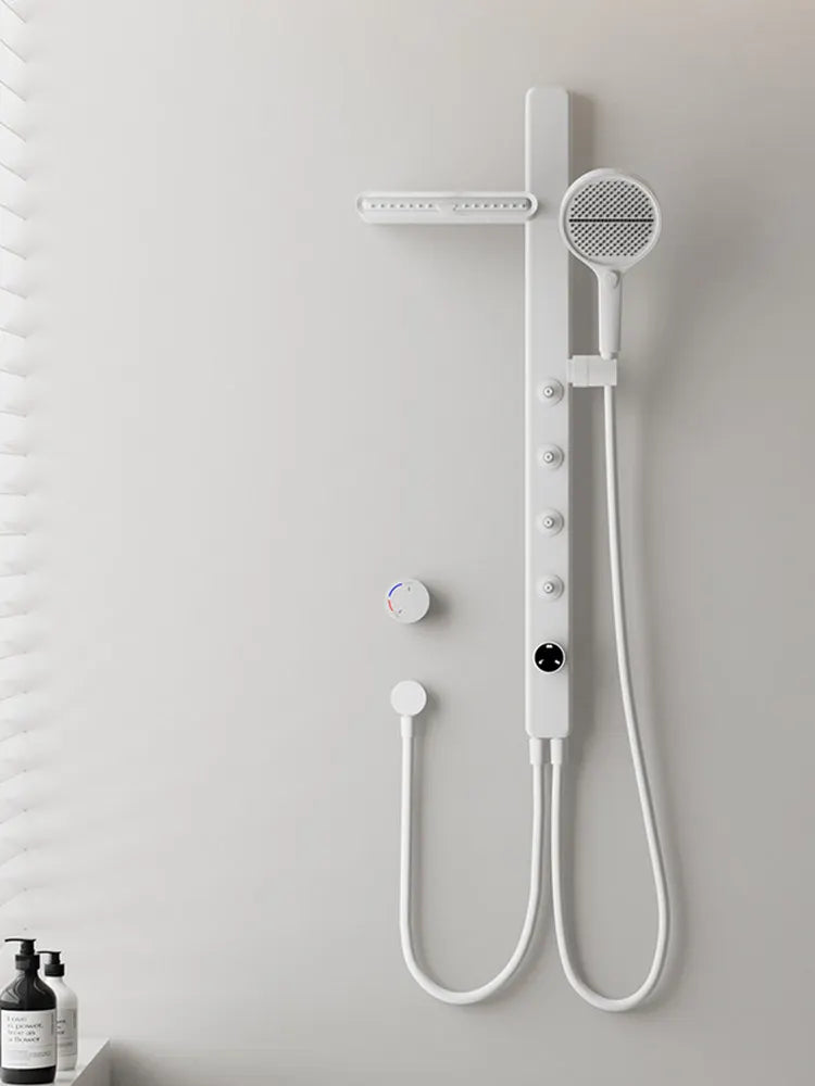 MYN Hidden Wall-Mounted Thermostatic Rain Spray Shower Set with Slide Bar All Copper Construction for Household Bathroom
