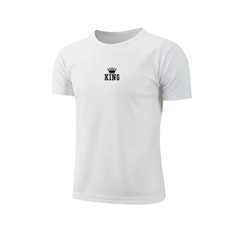 King Printing Men T-shirt Casual Exercise Tops Outdoor Jogging Cycling Clothing Summer Quick-Drying Mesh Tees Running Sportswear