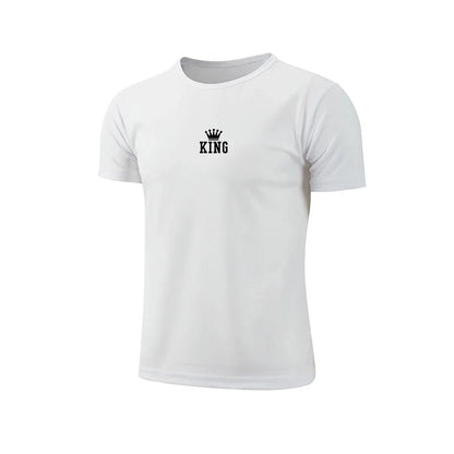 King Printing Men T-shirt Casual Exercise Tops Outdoor Jogging Cycling Clothing Summer Quick-Drying Mesh Tees Running Sportswear